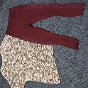 Bundle Fabletics Purple Long Sleeve Top And Powerhold Leggings. Both XS